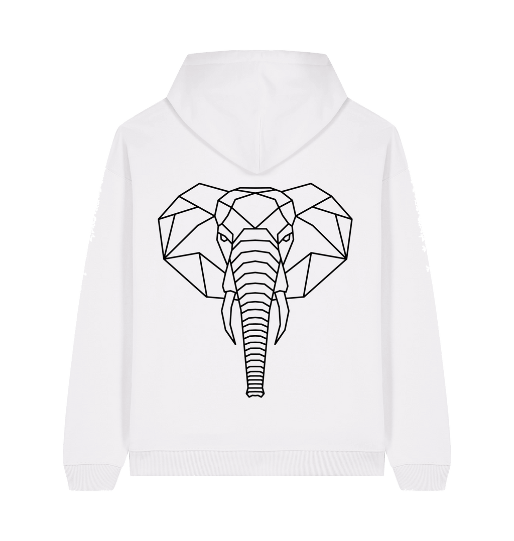 White Printed Hoody Back